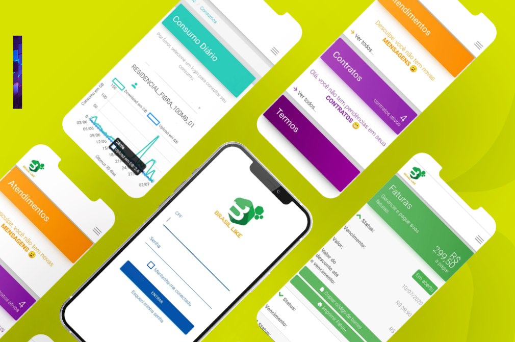 Telas do aplicativo BL Cliente: consumo, contratos, atendimentos e faturas